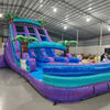 18ft Purple Plunge Dual Lane Center Climb Inflatable Water Slide - BounceWave Inflatable Sales