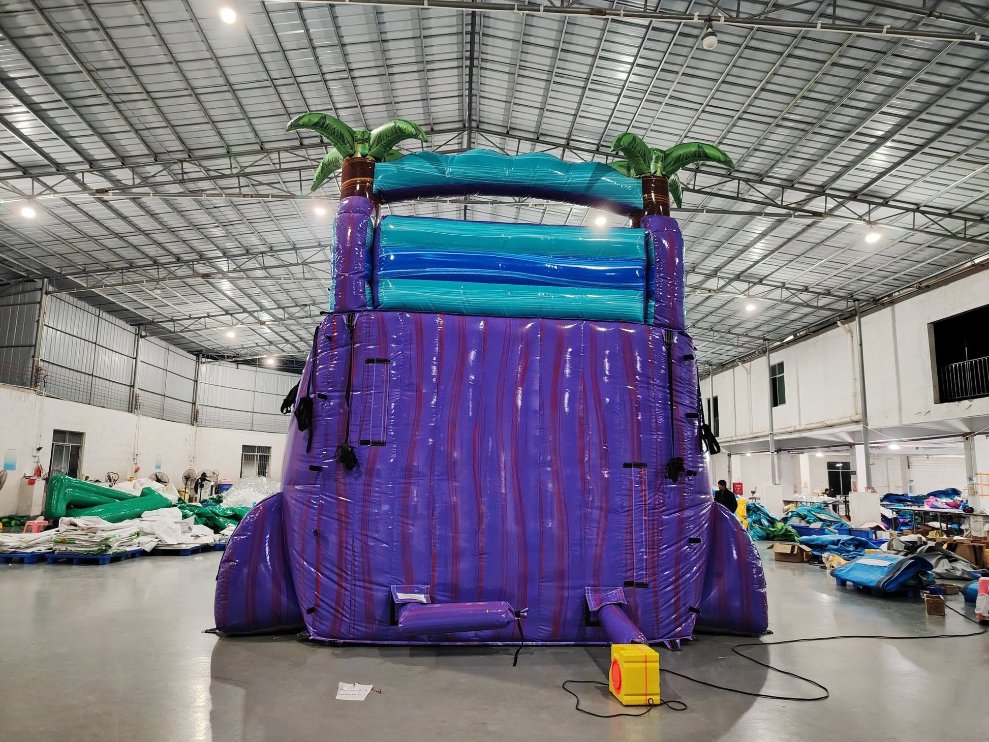 18ft Purple Plunge Dual Lane Center Climb Inflatable Water Slide - BounceWave Inflatable Sales