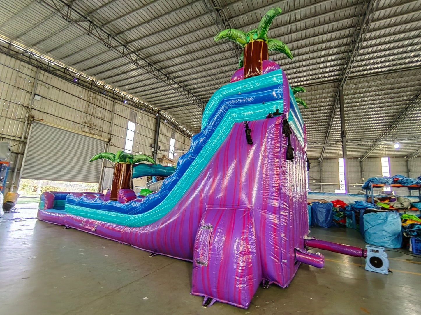 18ft Purple Plunge Hybrid Dual Lane Inflatable Water Slide - BounceWave Inflatable Sales