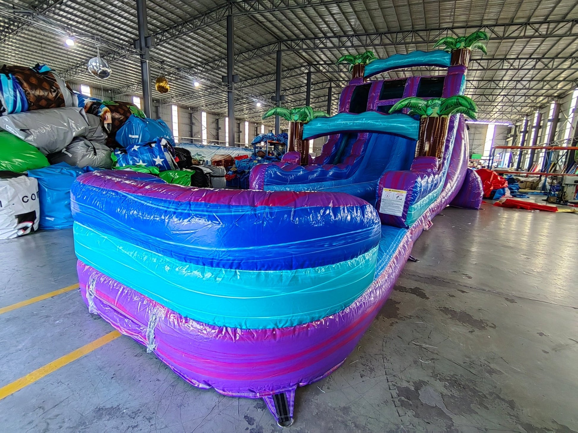 18ft Purple Plunge Hybrid Dual Lane Inflatable Water Slide - BounceWave Inflatable Sales