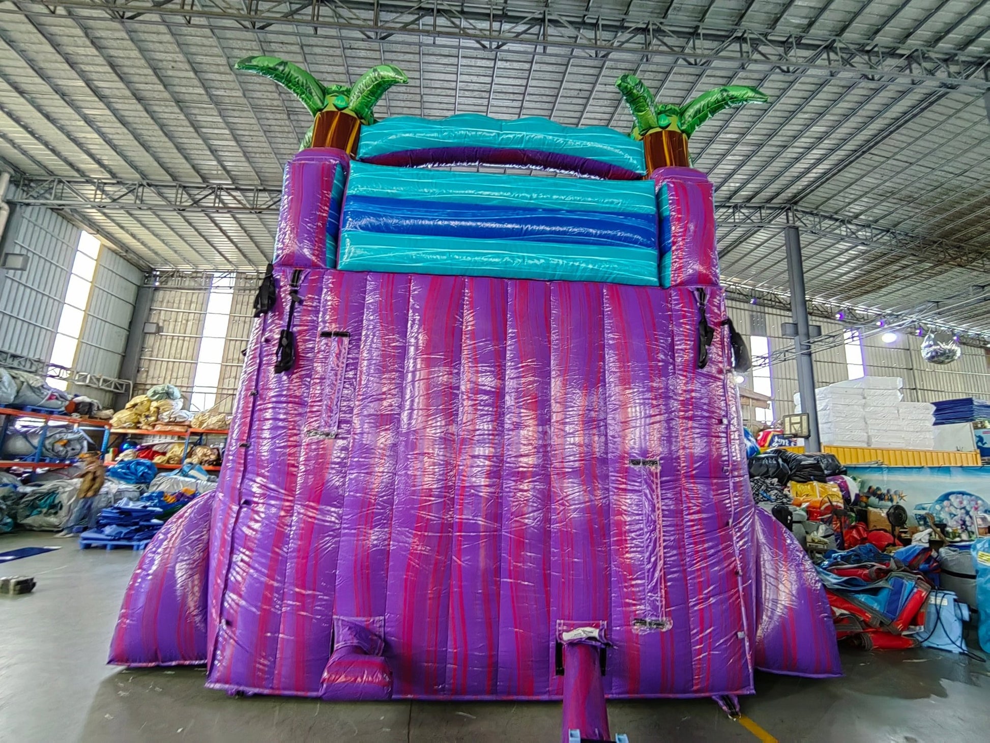 18ft Purple Plunge Hybrid Dual Lane Inflatable Water Slide - BounceWave Inflatable Sales