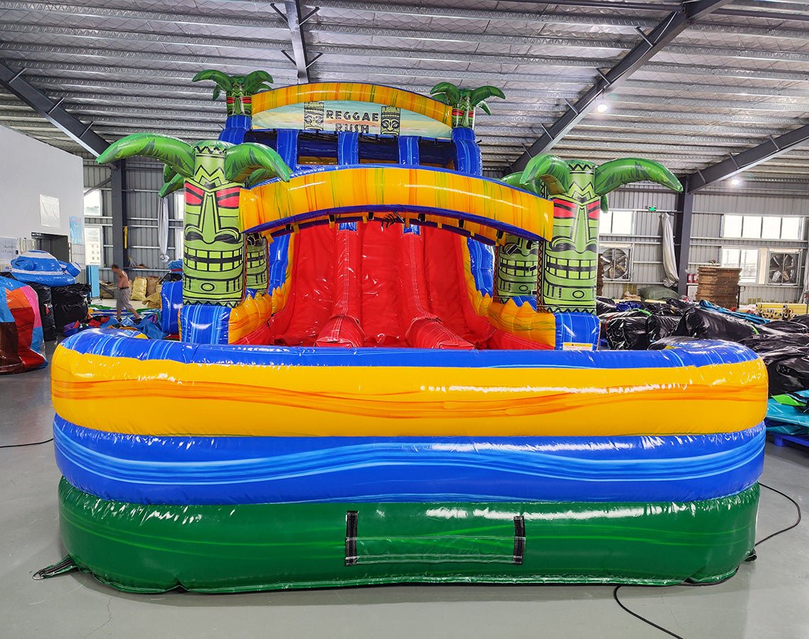 18ft Reggae Rush Hybrid Triple Lane Inflatable Water Slide - BounceWave Inflatable Sales