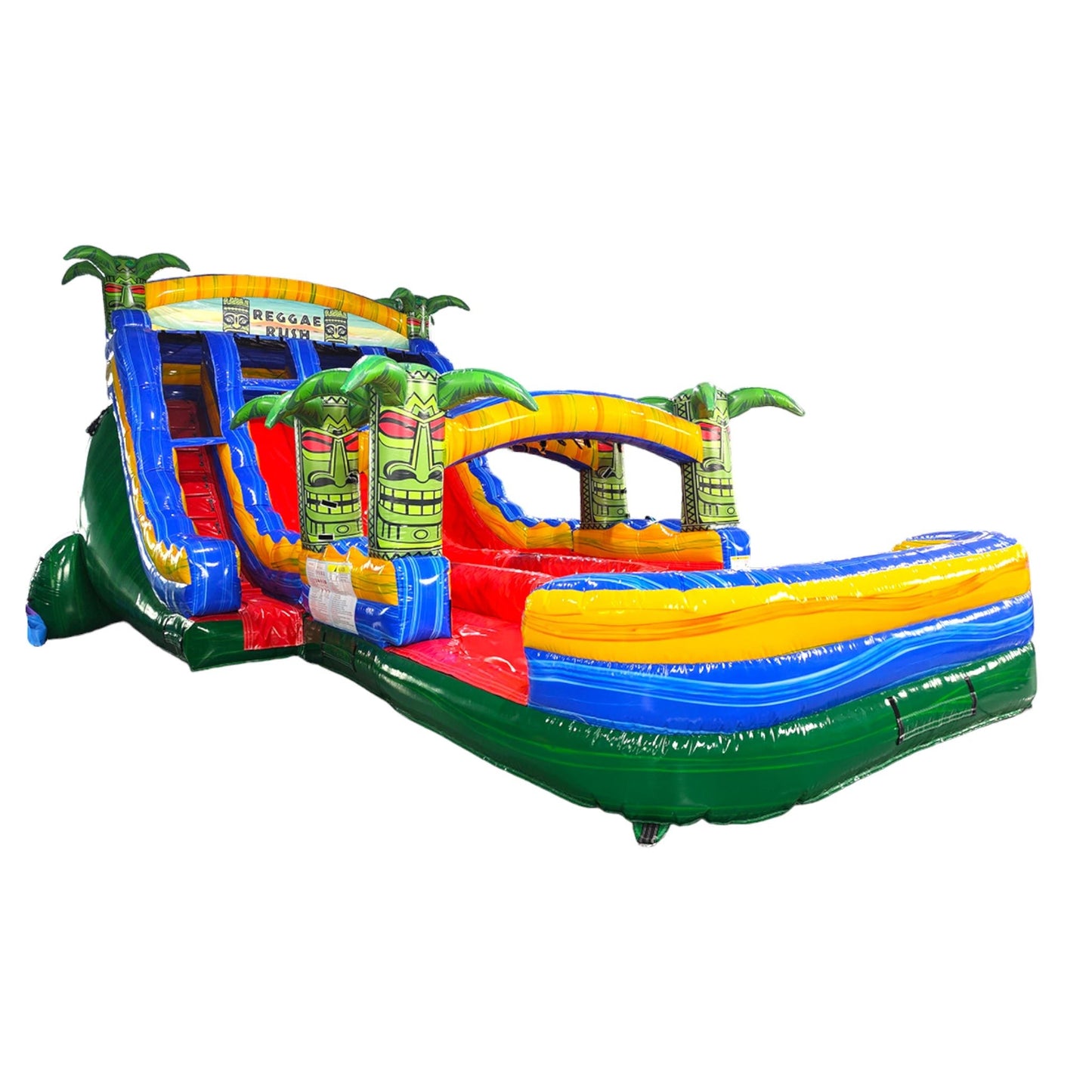 18ft Reggae Rush Hybrid Triple Lane Inflatable Water Slide - BounceWave Inflatable Sales