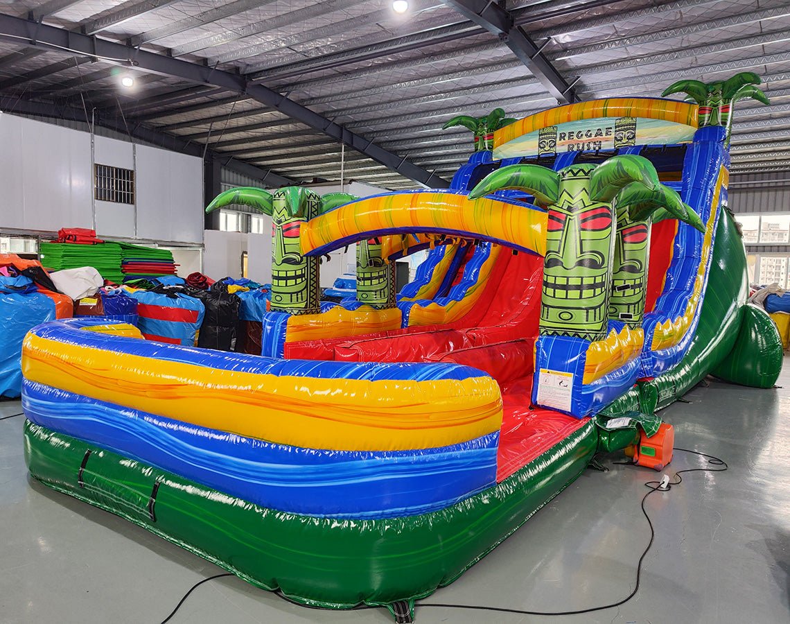 18ft Reggae Rush Hybrid Triple Lane Inflatable Water Slide - BounceWave Inflatable Sales