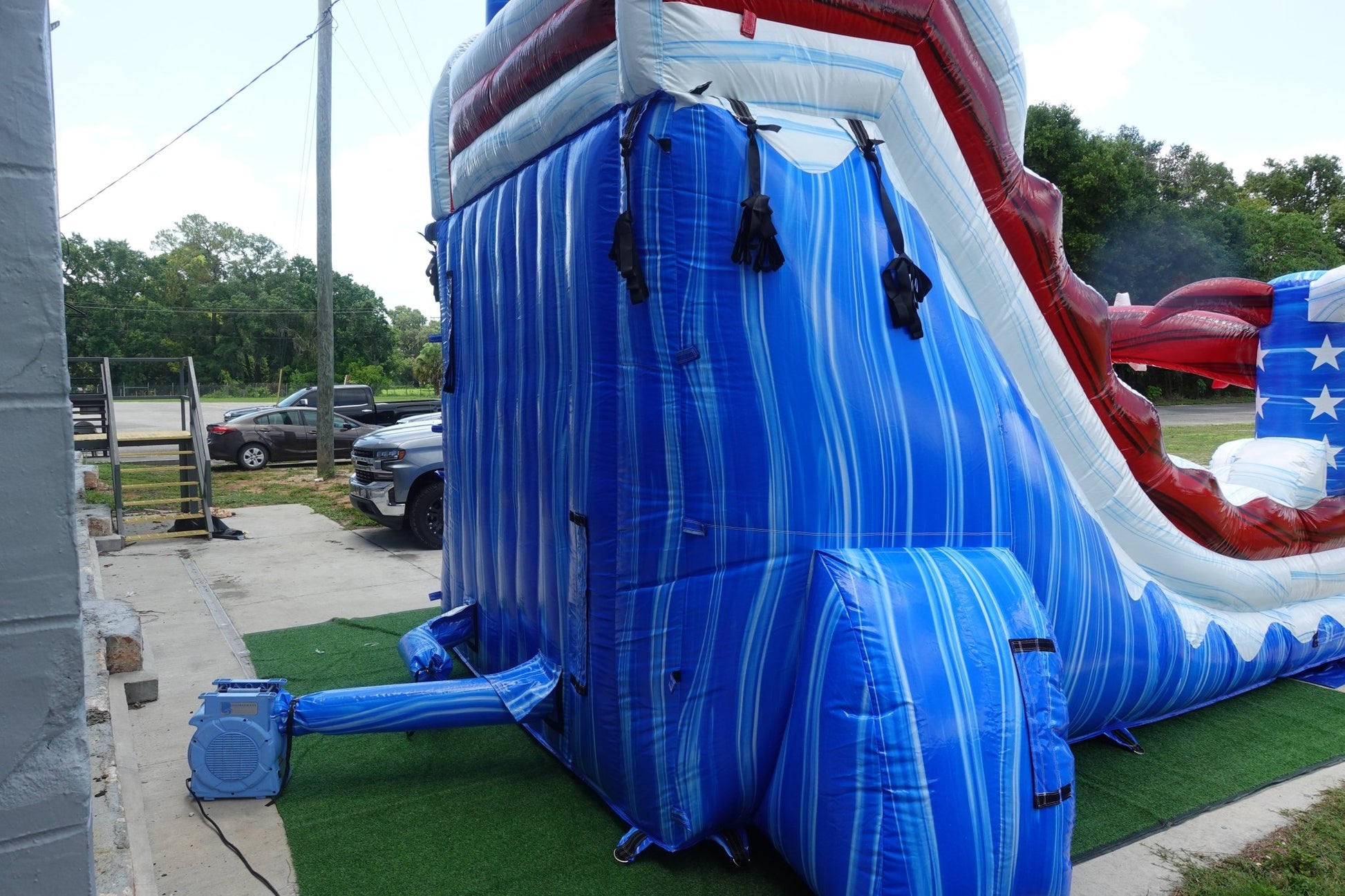 18ft Star Spangled Splash Hybrid Dual Lane Inflatable Water Slide - BounceWave Inflatable Sales