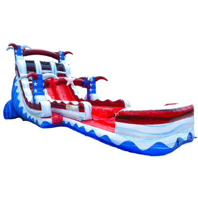 18ft Star Spangled Splash Hybrid Dual Lane Inflatable Water Slide - BounceWave Inflatable Sales