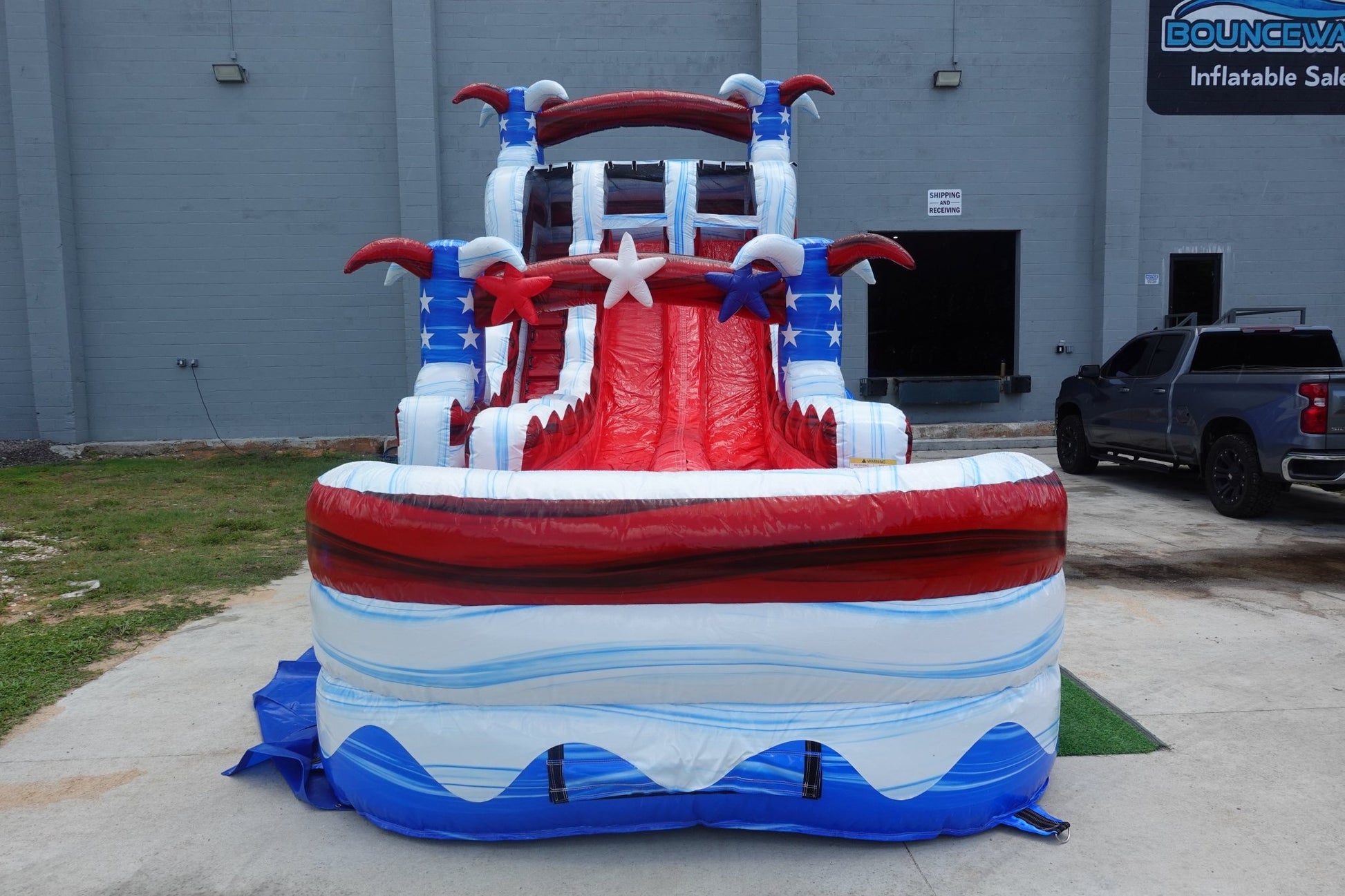 18ft Star Spangled Splash Hybrid Dual Lane Inflatable Water Slide - BounceWave Inflatable Sales