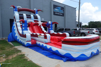 18ft Star Spangled Splash Hybrid Dual Lane Inflatable Water Slide - BounceWave Inflatable Sales