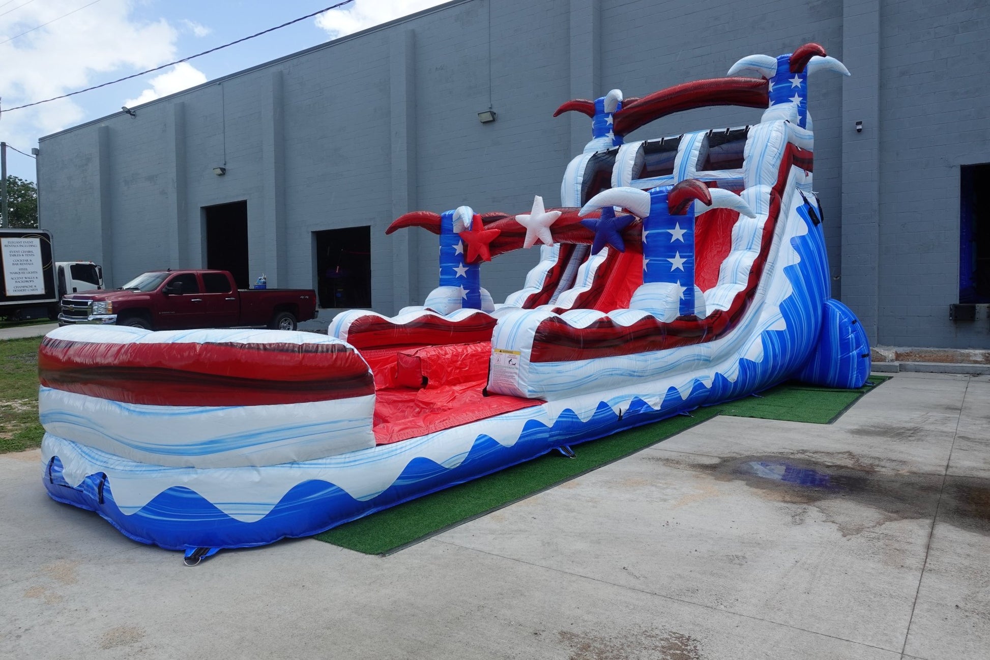 18ft Star Spangled Splash Hybrid Dual Lane Inflatable Water Slide - BounceWave Inflatable Sales