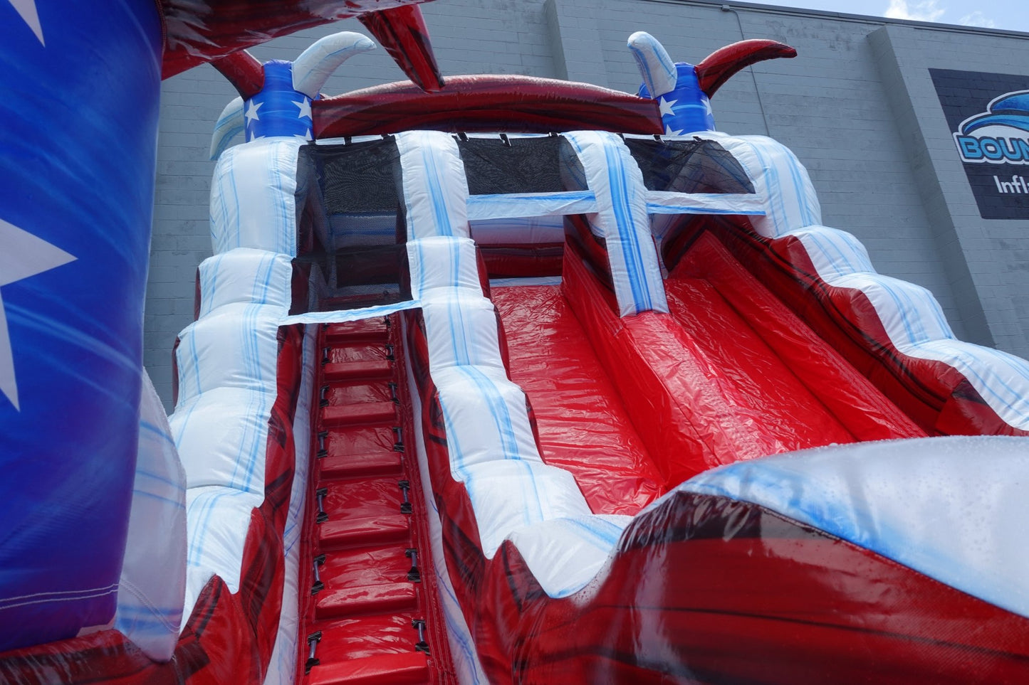 18ft Star Spangled Splash Hybrid Dual Lane Inflatable Water Slide - BounceWave Inflatable Sales