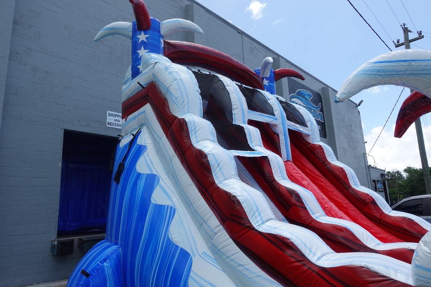 18ft Star Spangled Splash Hybrid Dual Lane Inflatable Water Slide - BounceWave Inflatable Sales