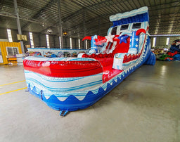 18ft Star Spangled Wave Hybrid Dual Lane Inflatable Water Slide - BounceWave Inflatable Sales