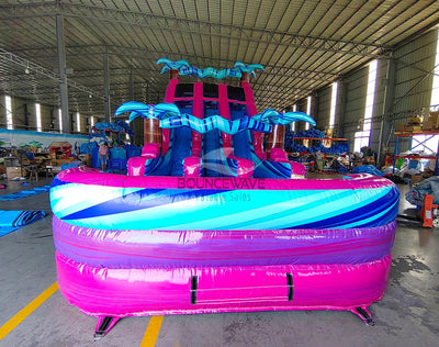 18ft Supernova Splash Dual Lane Center Climb Inflatable Water Slide - BounceWave Inflatable Sales