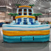 18ft Surf's Up Dual Lane Center Climb Inflatable Water Slide - BounceWave Inflatable Sales