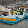 18ft Surf's Up Dual Lane Center Climb Inflatable Water Slide - BounceWave Inflatable Sales