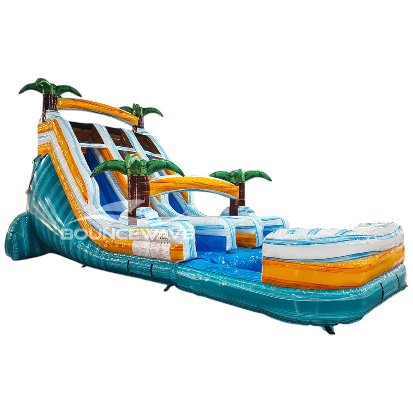 18ft Surf's Up Dual Lane Center Climb Inflatable Water Slide - BounceWave Inflatable Sales