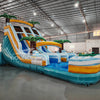 18ft Surf's Up Dual Lane Center Climb Inflatable Water Slide - BounceWave Inflatable Sales