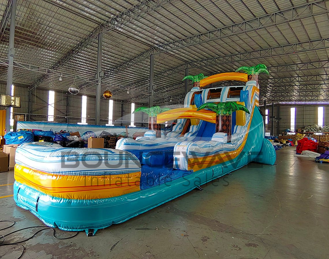 18ft Surfs Up Hybrid Dual Lane Inflatable Water Slide - BounceWave Inflatable Sales