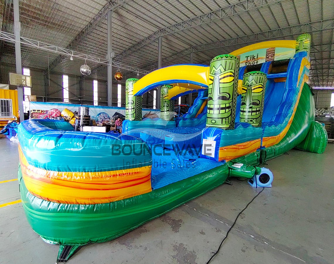 18ft Tiki Shot Hybrid Triple Lane Inflatable Water Slide - BounceWave Inflatable Sales