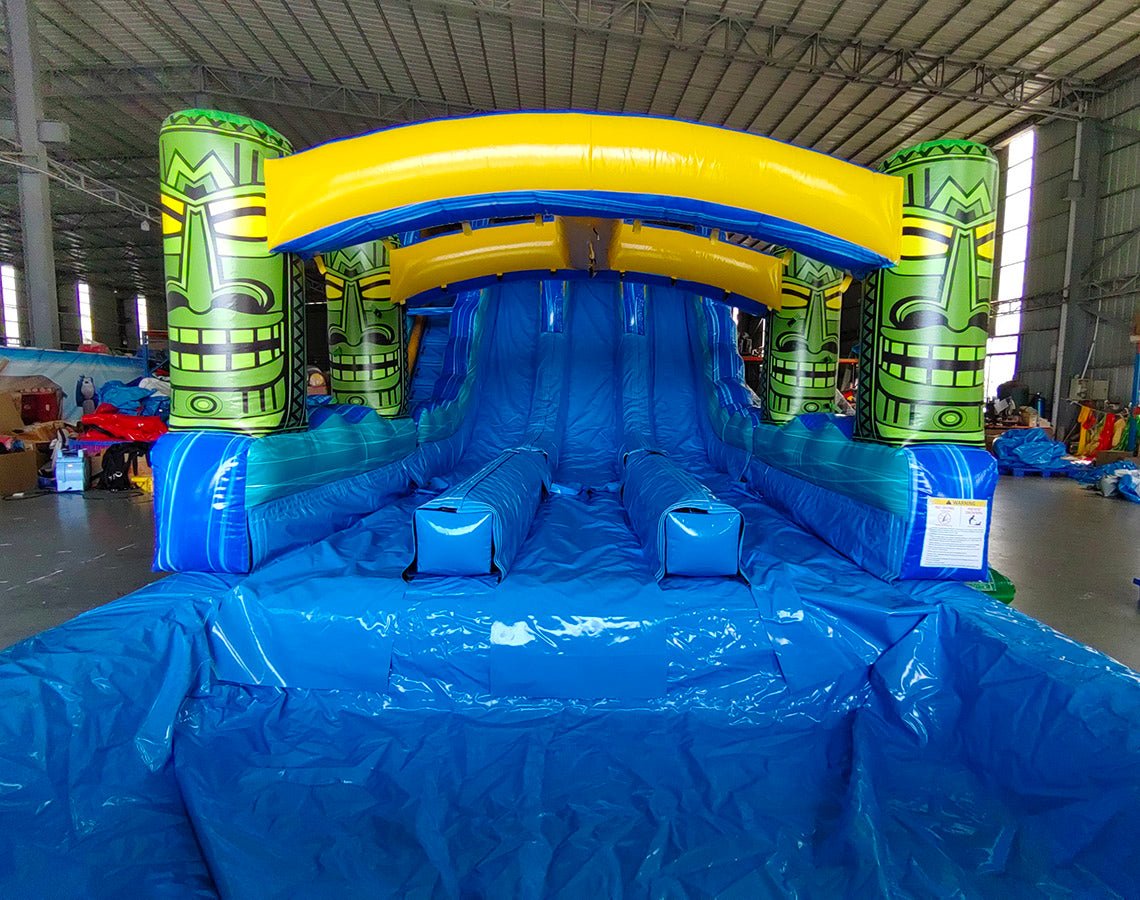 18ft Tiki Shot Hybrid Triple Lane Inflatable Water Slide - BounceWave Inflatable Sales