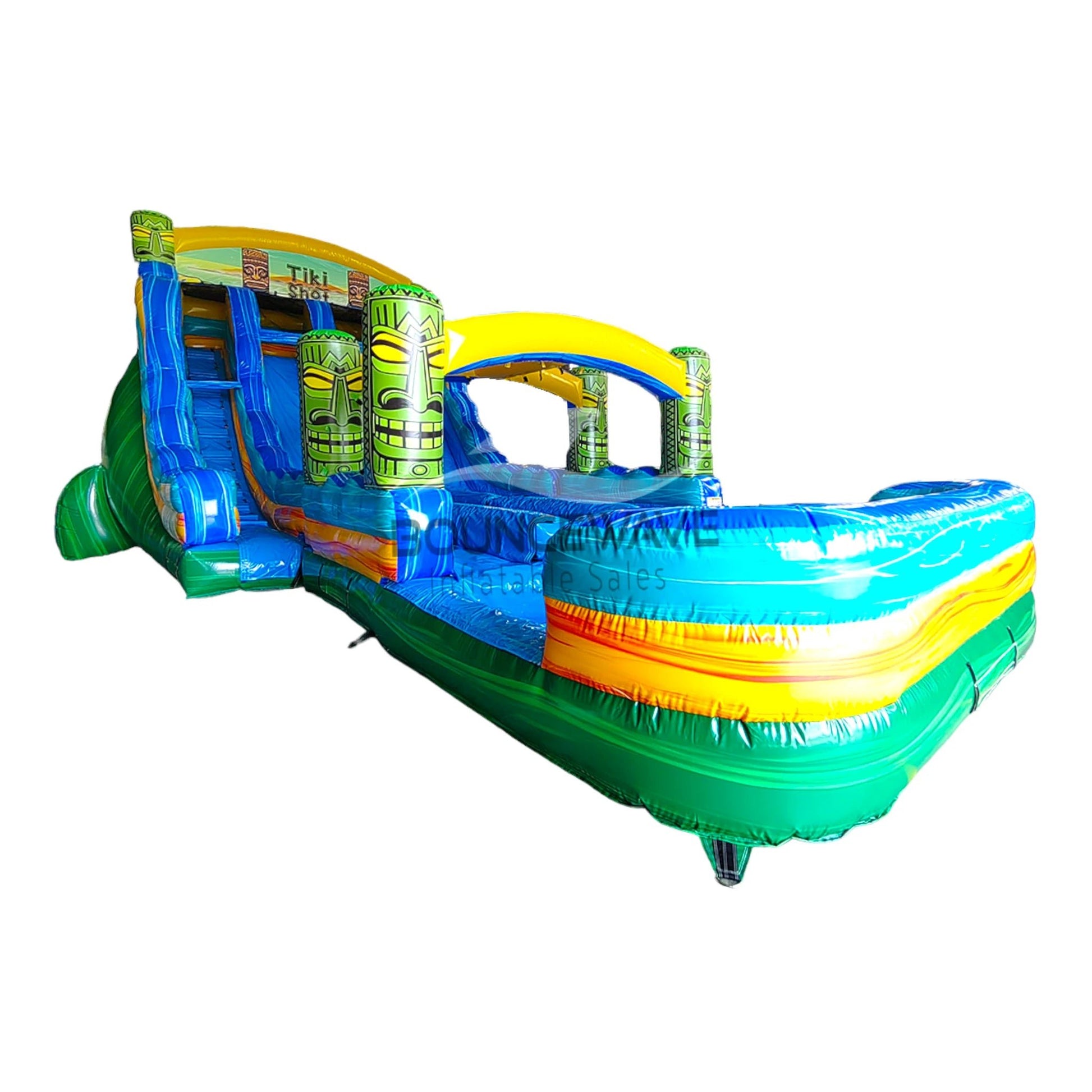 18ft Tiki Shot Hybrid Triple Lane Inflatable Water Slide - BounceWave Inflatable Sales