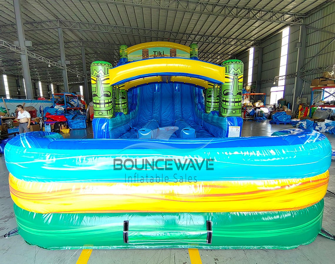 18ft Tiki Shot Hybrid Triple Lane Inflatable Water Slide - BounceWave Inflatable Sales