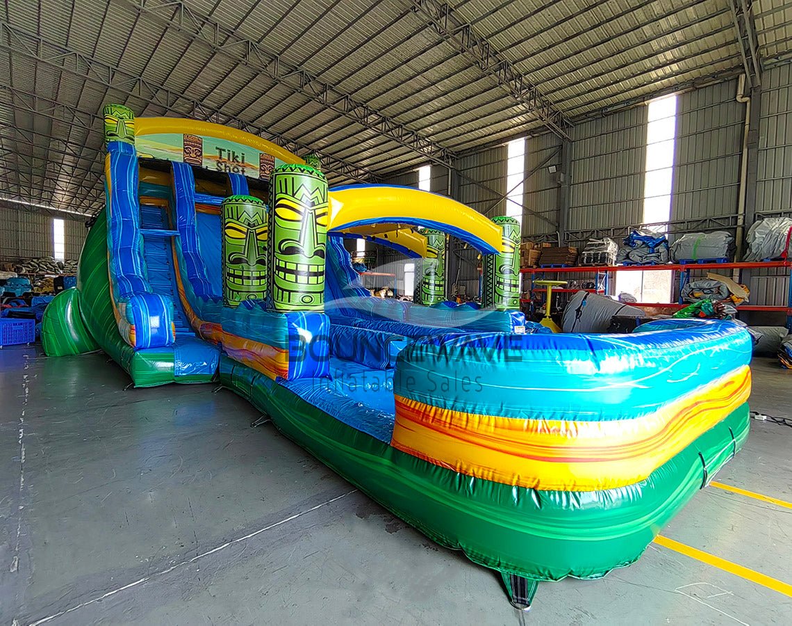 18ft Tiki Shot Hybrid Triple Lane Inflatable Water Slide - BounceWave Inflatable Sales