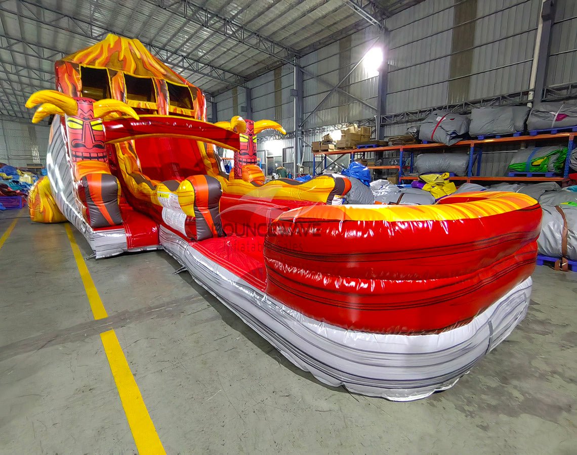 18ft Tiki Volcano Hybrid Dual Lane Inflatable Water Slide - BounceWave Inflatable Sales