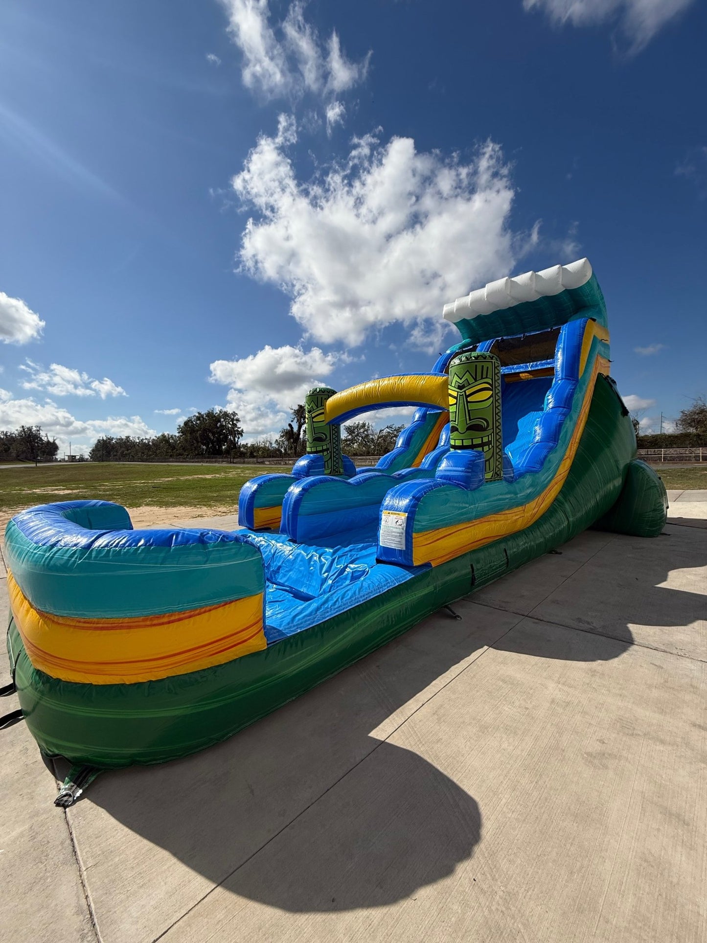 18ft Tiki Wave Commercial Single Lane Inflatable Water Slide - BounceWave Inflatable Sales