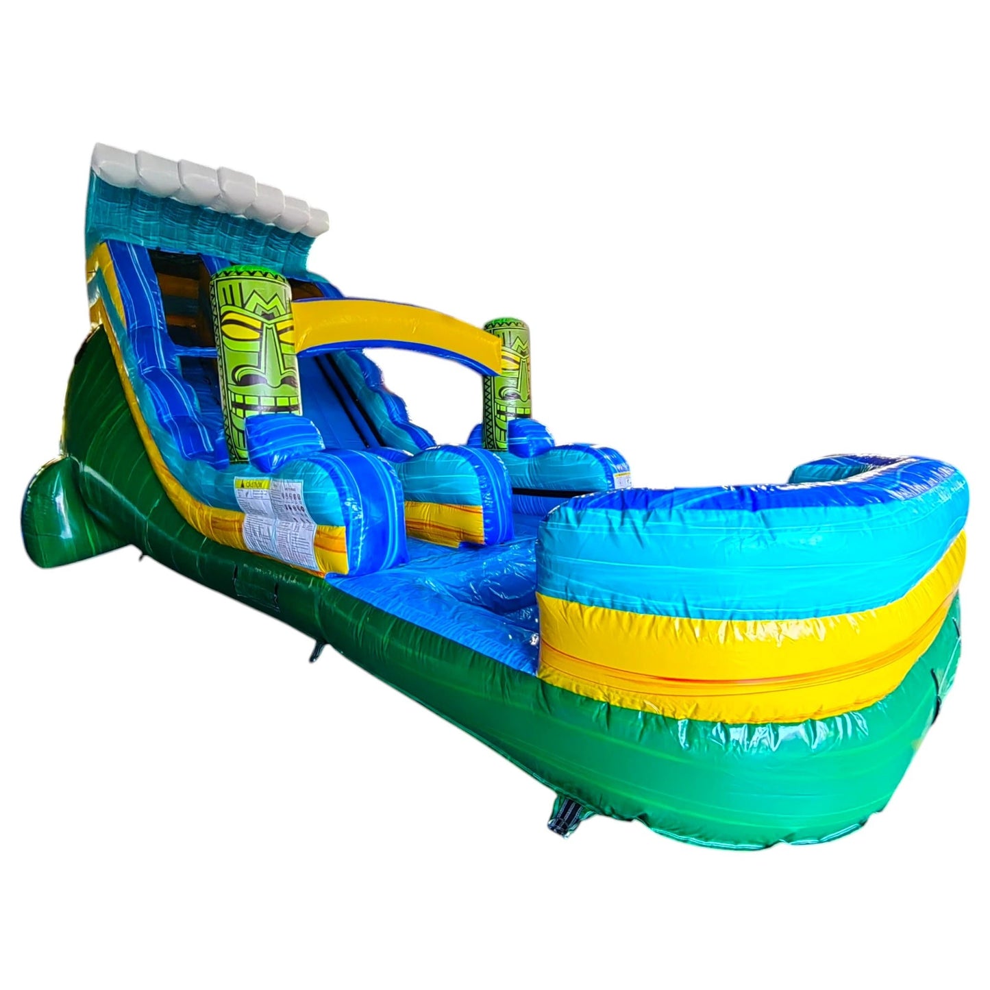 18ft Tiki Wave Commercial Single Lane Inflatable Water Slide - BounceWave Inflatable Sales