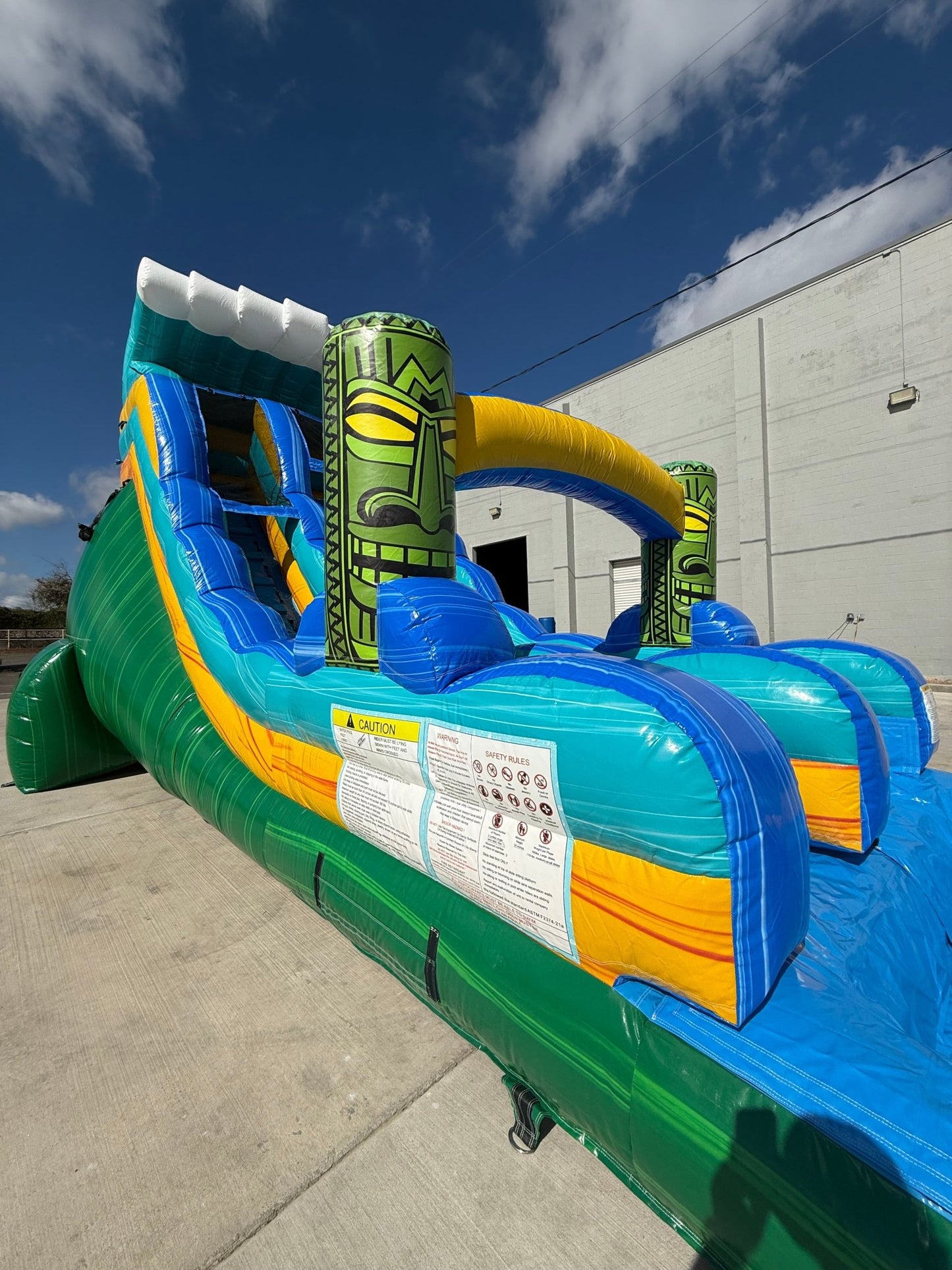 18ft Tiki Wave Commercial Single Lane Inflatable Water Slide - BounceWave Inflatable Sales