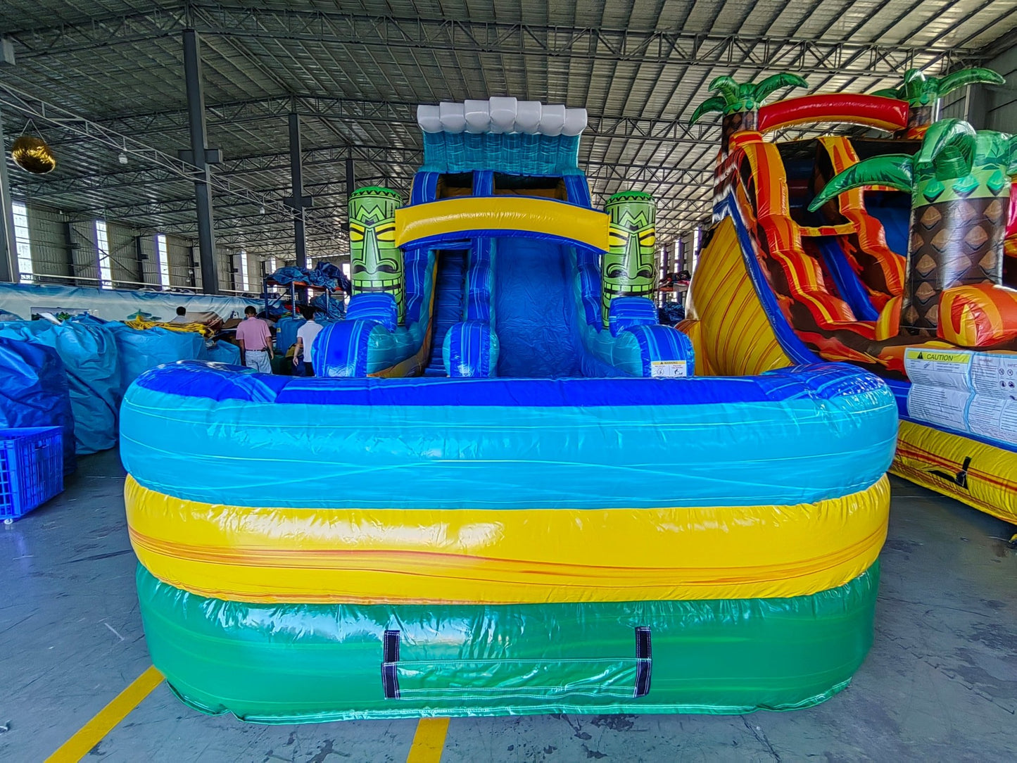 18ft Tiki Wave Commercial Single Lane Inflatable Water Slide - BounceWave Inflatable Sales