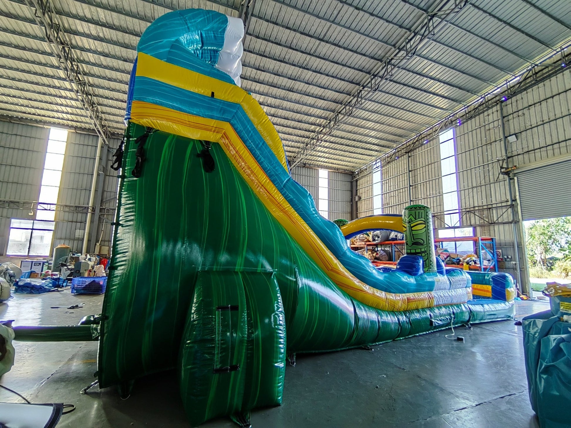 18ft Tiki Wave Commercial Single Lane Inflatable Water Slide - BounceWave Inflatable Sales