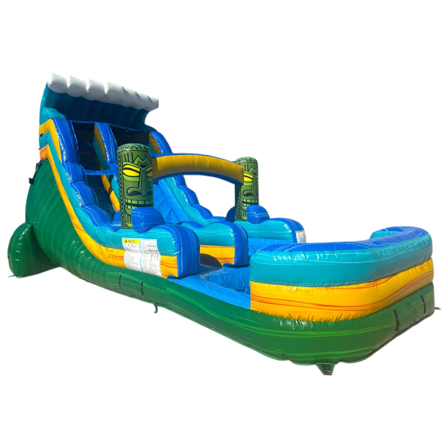 18ft Tiki Wave Commercial Single Lane Inflatable Water Slide - BounceWave Inflatable Sales