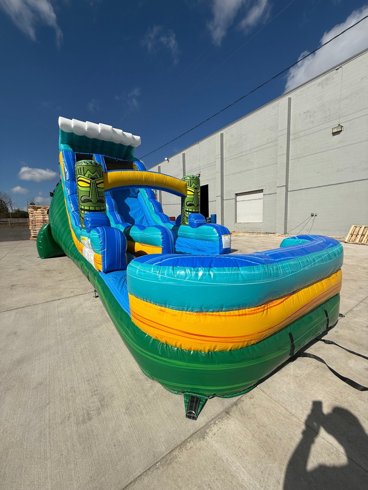 18ft Tiki Wave Commercial Single Lane Inflatable Water Slide - BounceWave Inflatable Sales