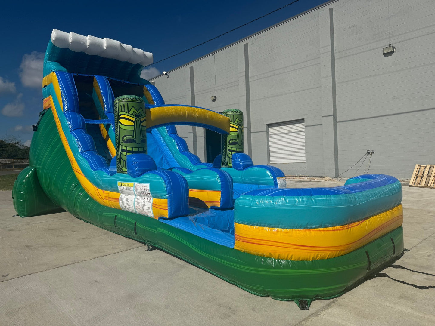 18ft Tiki Wave Commercial Single Lane Inflatable Water Slide - BounceWave Inflatable Sales