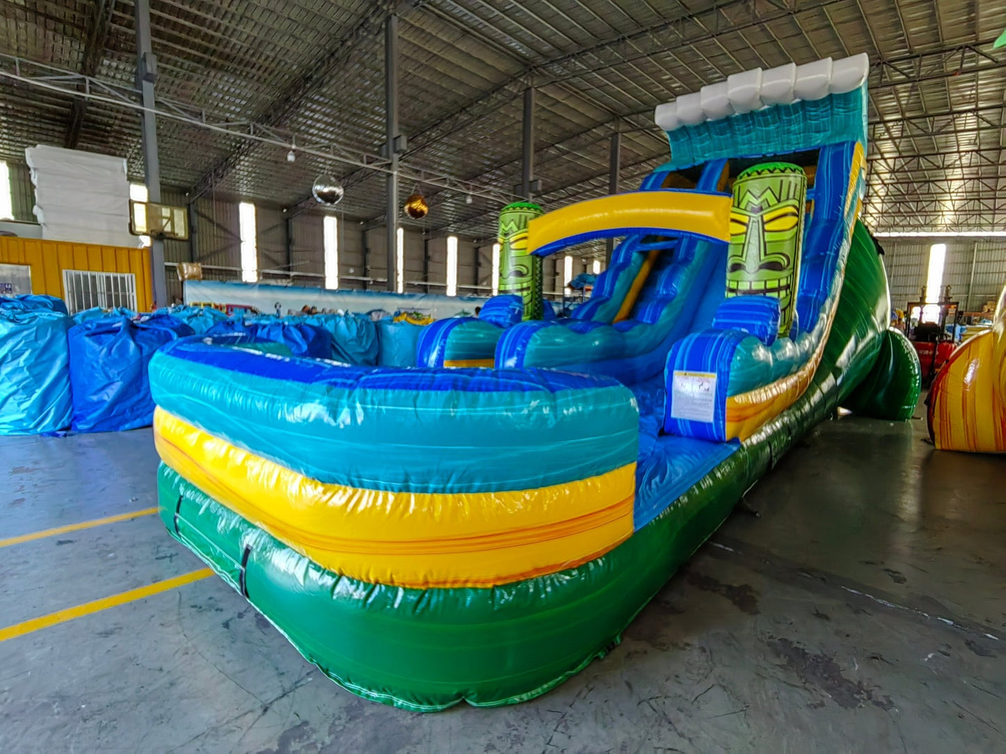 18ft Tiki Wave Commercial Single Lane Inflatable Water Slide - BounceWave Inflatable Sales