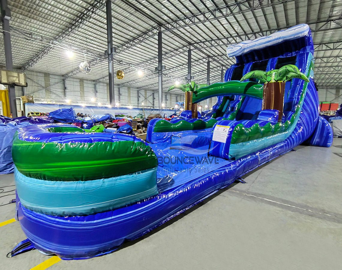 18ft Trop Wave Hybrid Dual Lane Inflatable Water Slide - BounceWave Inflatable Sales