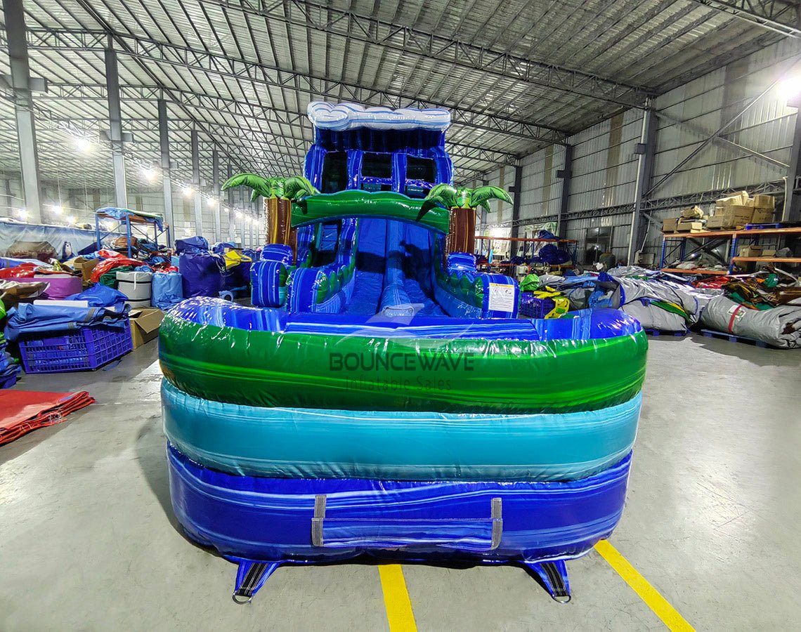 18ft Trop Wave Hybrid Dual Lane Inflatable Water Slide - BounceWave Inflatable Sales