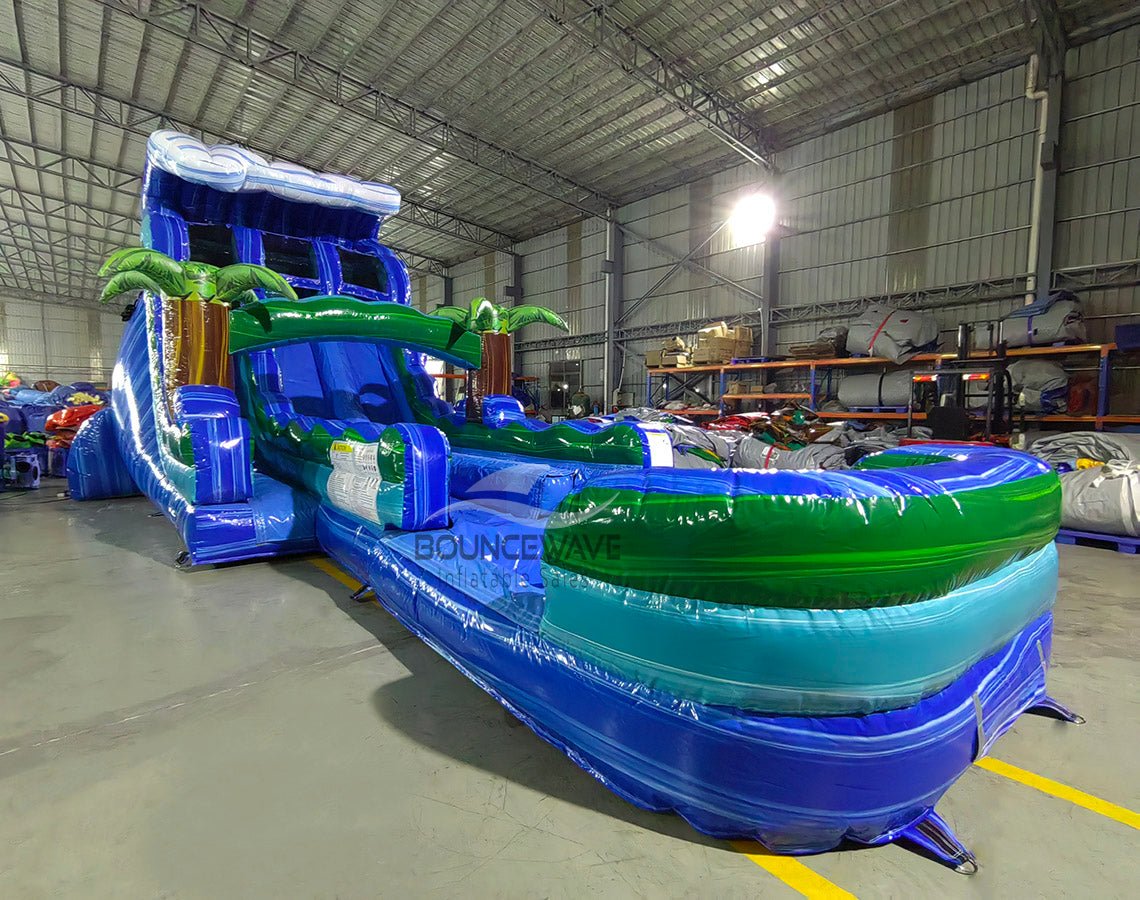 18ft Trop Wave Hybrid Dual Lane Inflatable Water Slide - BounceWave Inflatable Sales