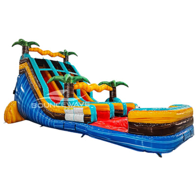 18ft Tropic Shock Commercial Dual Lane Center Climb Inflatable Water Slide - BounceWave Inflatable Sales