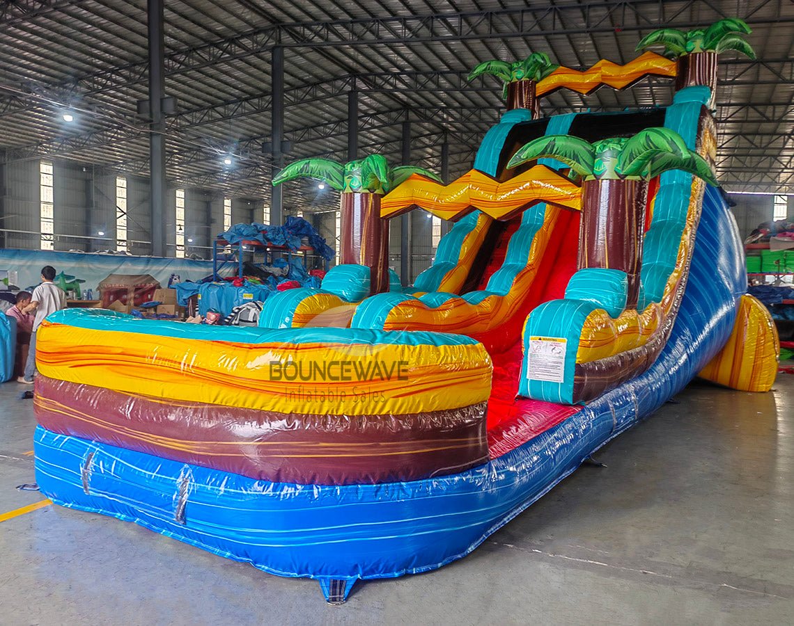 18ft Tropic Shock Commercial Single Lane Inflatable Water Slide - BounceWave Inflatable Sales