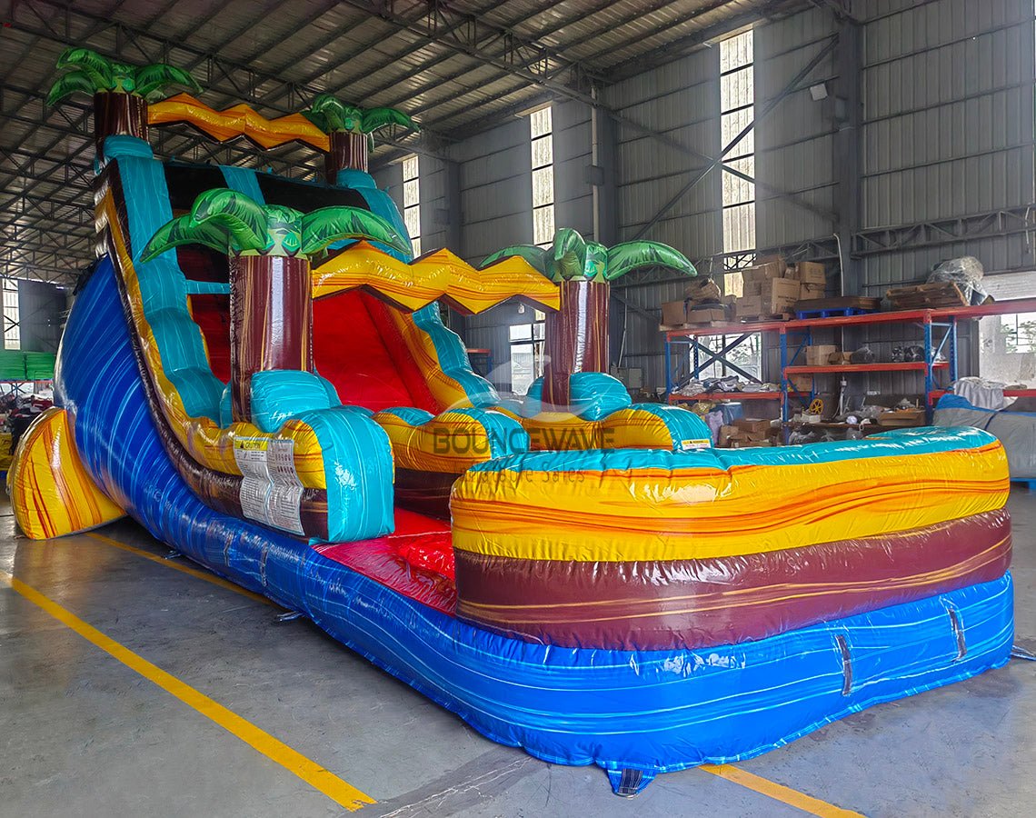 18ft Tropic Shock Commercial Single Lane Inflatable Water Slide - BounceWave Inflatable Sales