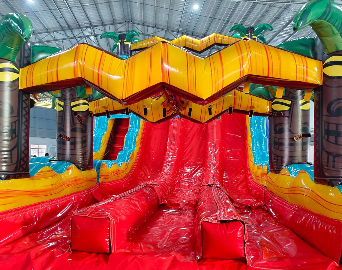 18ft Tropic Shock Hybrid Triple Lane Inflatable Water Slide - BounceWave Inflatable Sales