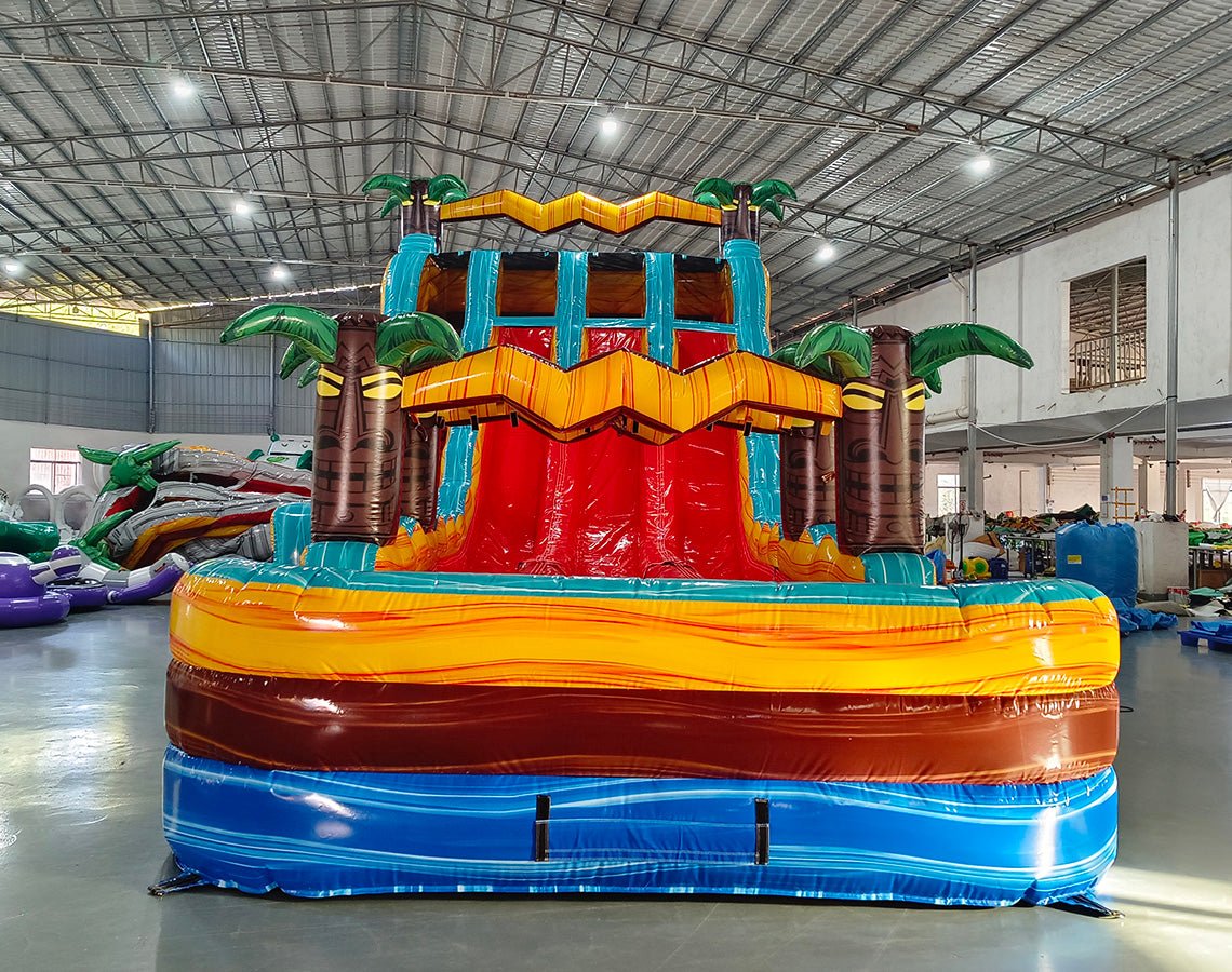 18ft Tropic Shock Hybrid Triple Lane Inflatable Water Slide - BounceWave Inflatable Sales