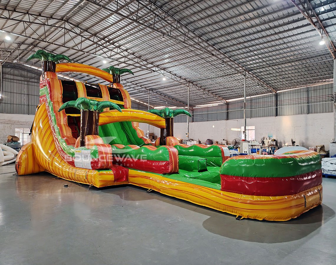 18ft Tropical Inferno Hybrid Dual Lane Inflatable Water Slide - BounceWave Inflatable Sales