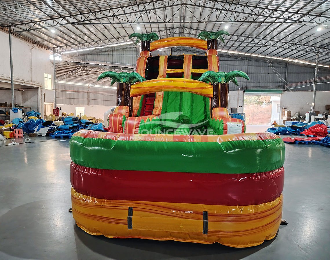 18ft Tropical Inferno Hybrid Dual Lane Inflatable Water Slide - BounceWave Inflatable Sales