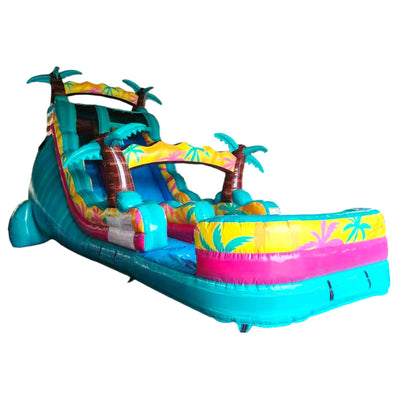 19ft Island Flow Palms Commercial Single Lane Inflatable Water Slide - BounceWave Inflatable Sales