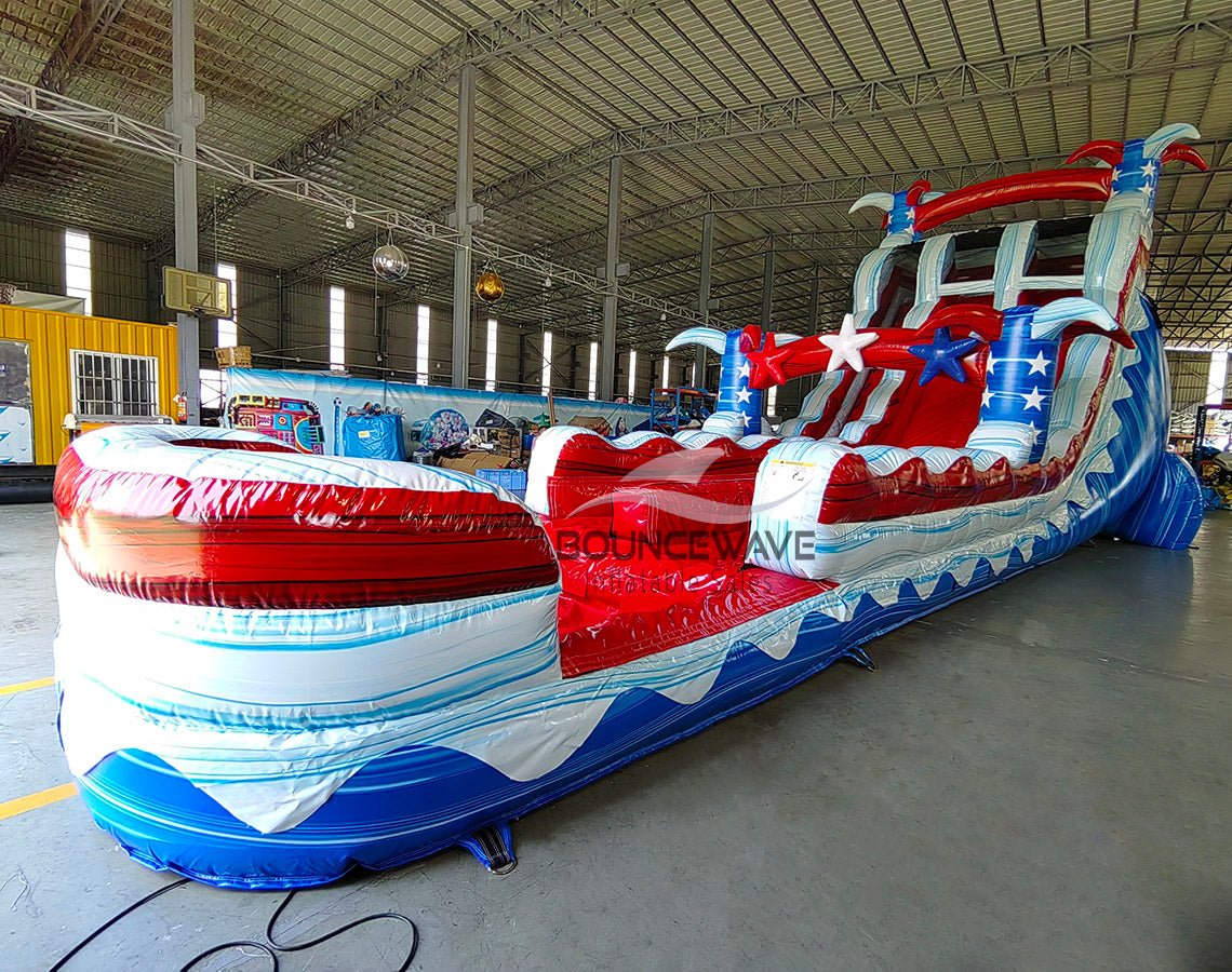 20ft Star Spangled Splash Hybrid Dual Lane Inflatable Water Slide - BounceWave Inflatable Sales