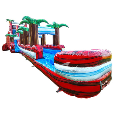 22ft Crimson Bay Single Lane Inflatable Water Slide With Slip & Slide - BounceWave Inflatable Sales